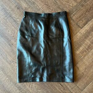 Thierry Mugler Soft Leather Pencil Skirt Black Sz 6